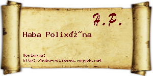 Haba Polixéna névjegykártya
